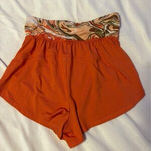 Kohls Brand Women's Orange Patterned Waistband Shorts